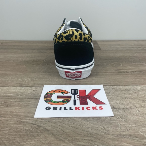 NEW Vans Old Skool Women's/Kids Cheetah Leopard Glitter Low Athletic Skate - Picture 2 of 5